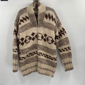 Vintage handmade Cowichan pattern grandpa sweater